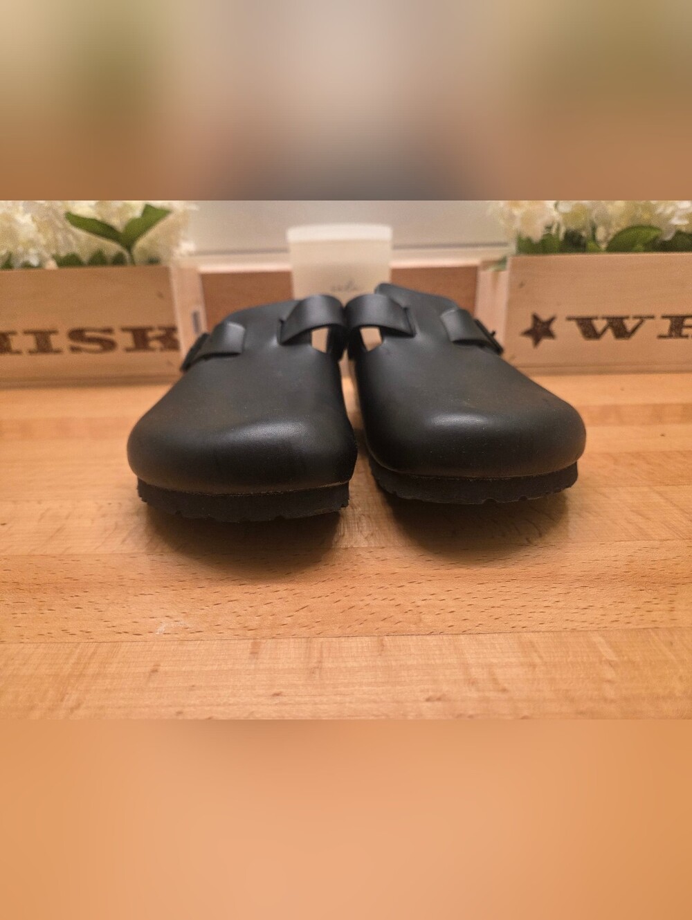 Birkenstock Boston Clogs Black Smooth Leather Womens Size 41 - Picture 8 of 11